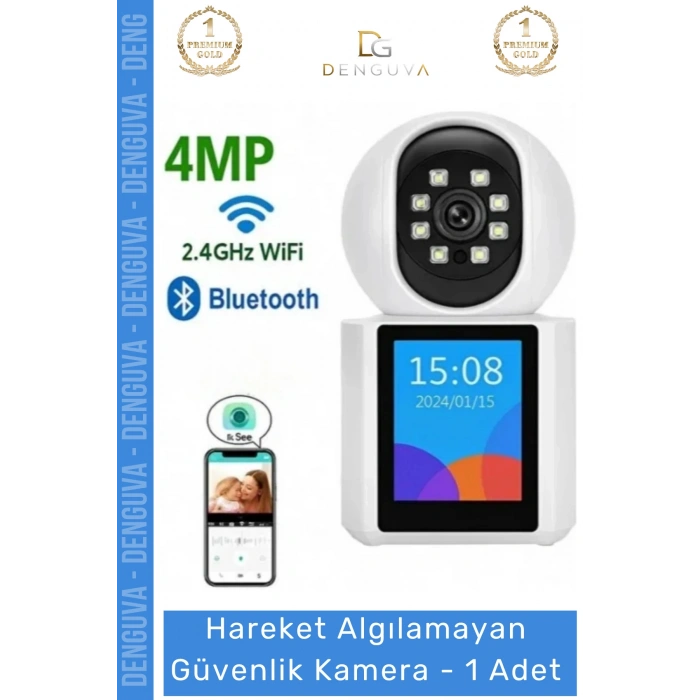 #GüvenlikKamerası Akıllı Ev 4MP Gece Görüşlü WiFi Hareket Sensörlü Bebek Uzaktan Erişim Güvenlik Kamerası - 1 Adet