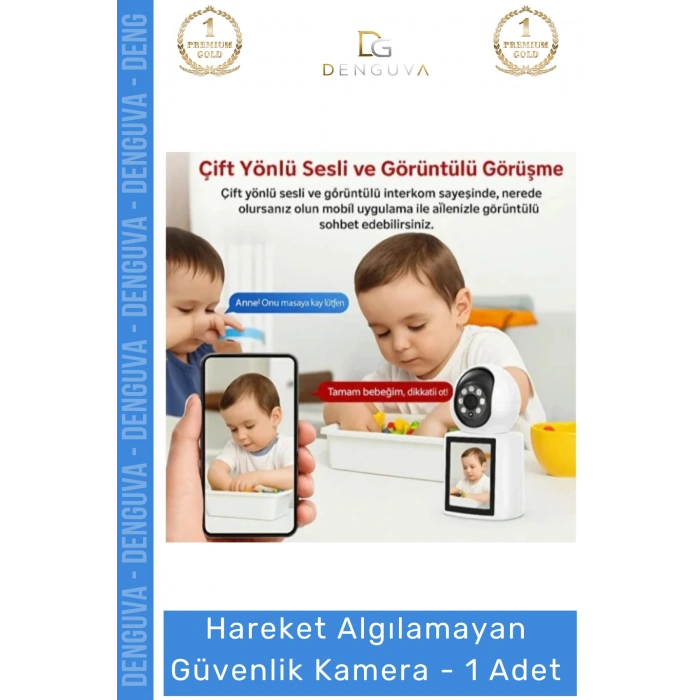 #GüvenlikKamerası Akıllı Ev 4MP Gece Görüşlü WiFi Hareket Sensörlü Bebek Uzaktan Erişim Güvenlik Kamerası - 1 Adet