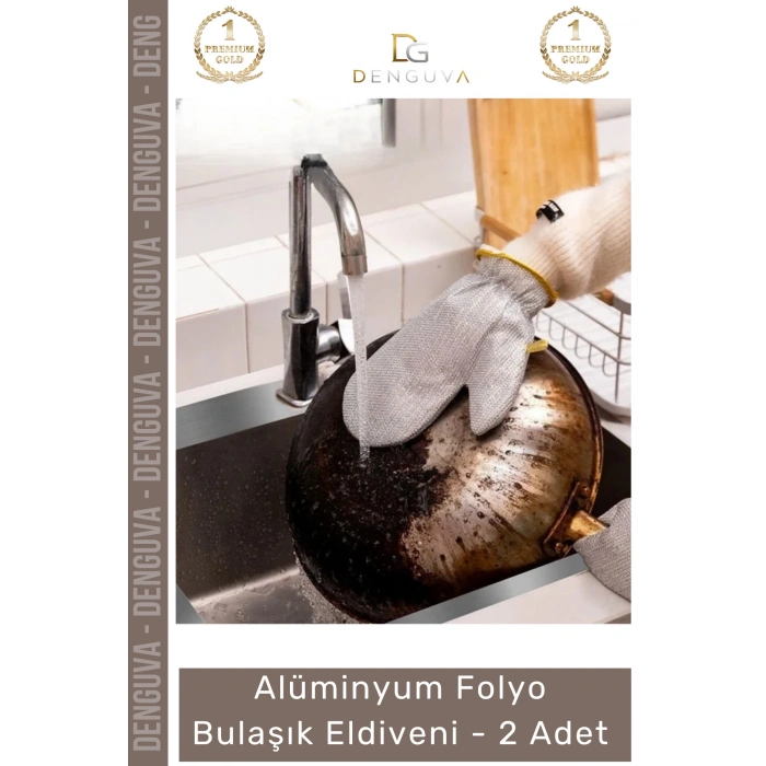 Özel Üretim Isıya Dayanıklı Mutfak Temizlik Tencere Parlatma Alüminyum Folyo Bulaşık Eldiveni - 2 Adet