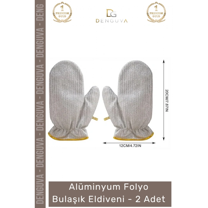 Özel Üretim Isıya Dayanıklı Mutfak Temizlik Tencere Parlatma Alüminyum Folyo Bulaşık Eldiveni - 2 Adet