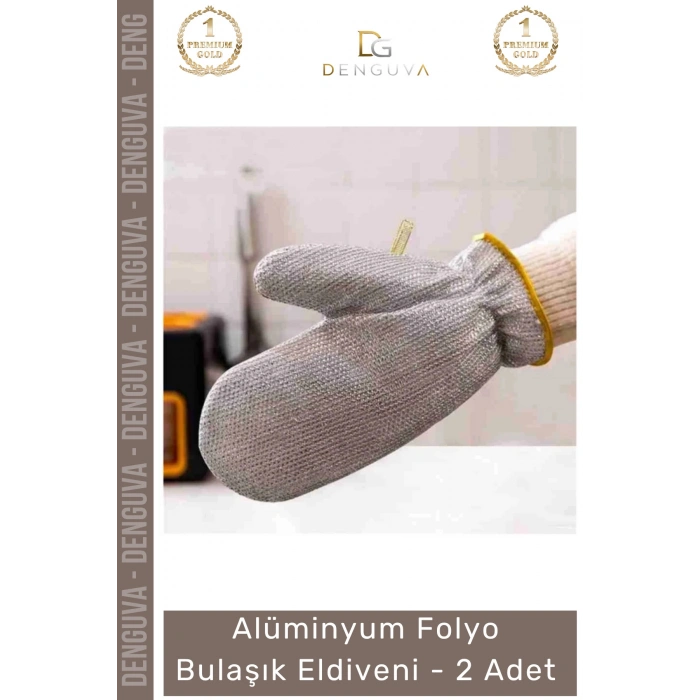 Özel Üretim Isıya Dayanıklı Mutfak Temizlik Tencere Parlatma Alüminyum Folyo Bulaşık Eldiveni - 2 Adet