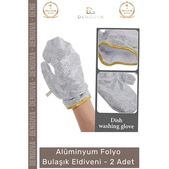 Özel Üretim Isıya Dayanıklı Mutfak Temizlik Tencere Parlatma Alüminyum Folyo Bulaşık Eldiveni - 2 Adet