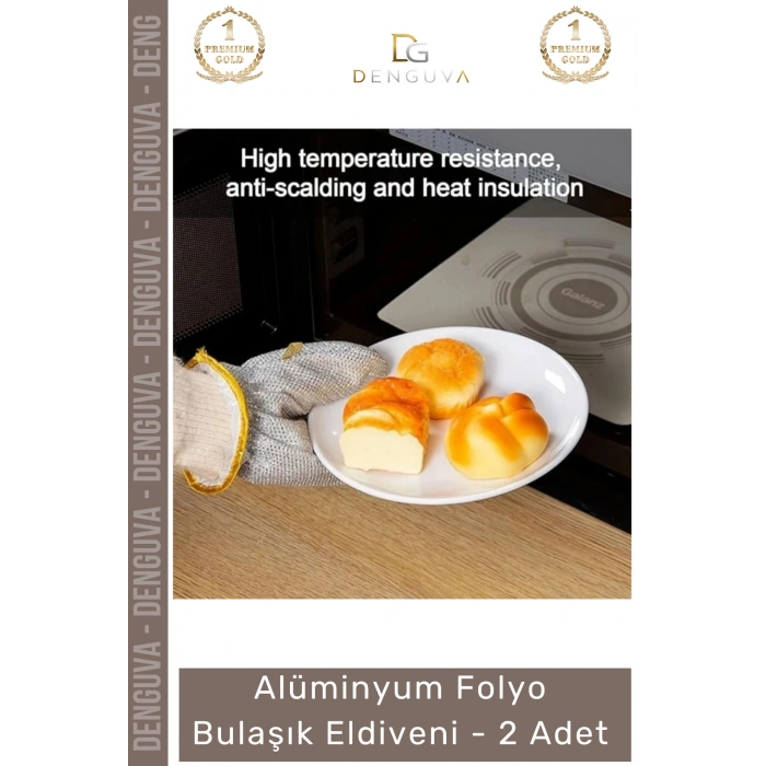 Özel Üretim Isıya Dayanıklı Mutfak Temizlik Tencere Parlatma Alüminyum Folyo Bulaşık Eldiveni - 2 Adet