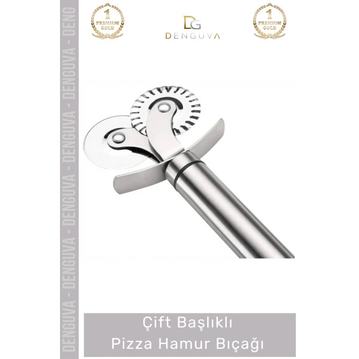 #PizzaBıçağı Profesyonel Paslanmaz Çelik Keskin Mutfak Gereci Çift Başlıklı Pizza Hamur Bıçağı - 1 Adet