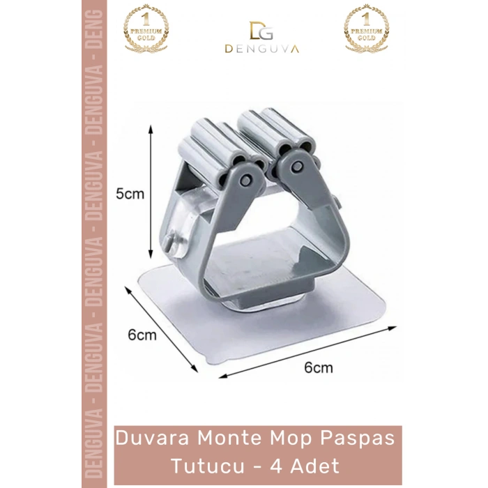 #Askı Yapışkanlı Süpürge Askısı Ev Düzenleyici Aparatı Duvara Monte Mop Paspas Tutucu - 4 Adet