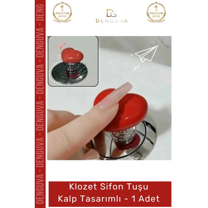 #SifonTuşu Estetik Banyo Aksesuarı Modern Dekoratif Pratik Sifon Klozet Sifon Tuşu Kalp Tasarımlı - 1 Adet