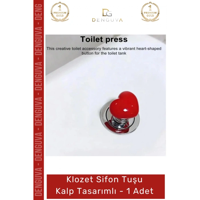 #SifonTuşu Estetik Banyo Aksesuarı Modern Dekoratif Pratik Sifon Klozet Sifon Tuşu Kalp Tasarımlı - 1 Adet