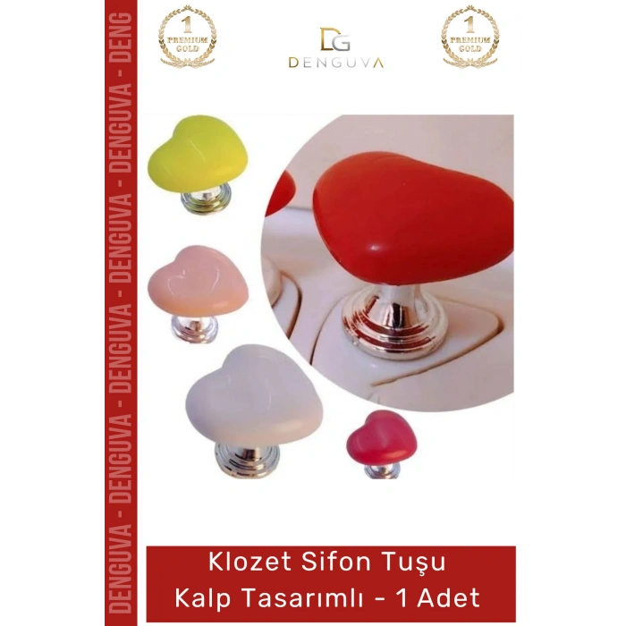#SifonTuşu Estetik Banyo Aksesuarı Modern Dekoratif Pratik Sifon Klozet Sifon Tuşu Kalp Tasarımlı - 1 Adet
