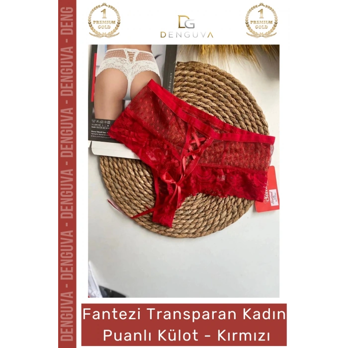 #FanteziKülot Şık Transparan Cesur Genç Dinamik Rahat Yerli Üretim İç Giyim Kırmızı Kadın Puanlı Külot