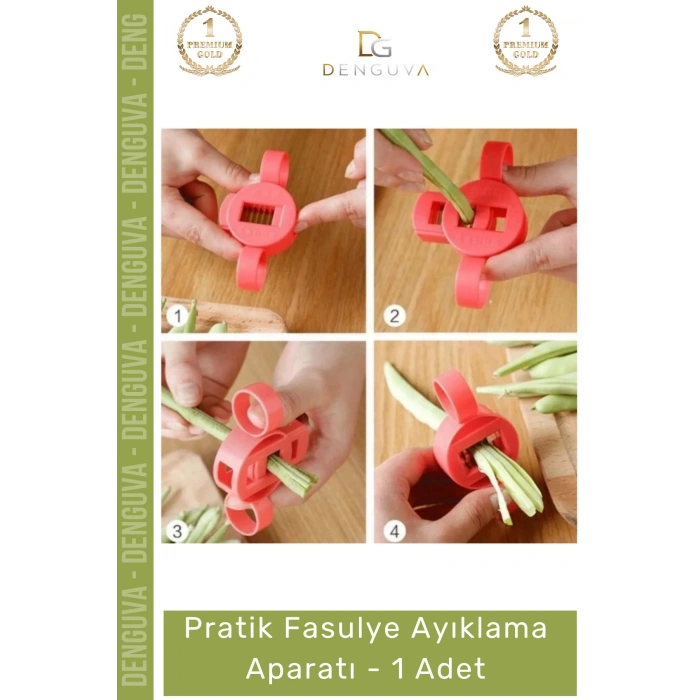 #FasulyeAparatı Mutfak Taze Sebze Hazırlama Paslanmaz Çelik Keskin Bıçaklı Ergonomik Fasulye Ayıklama Aparatı - 1 Adet