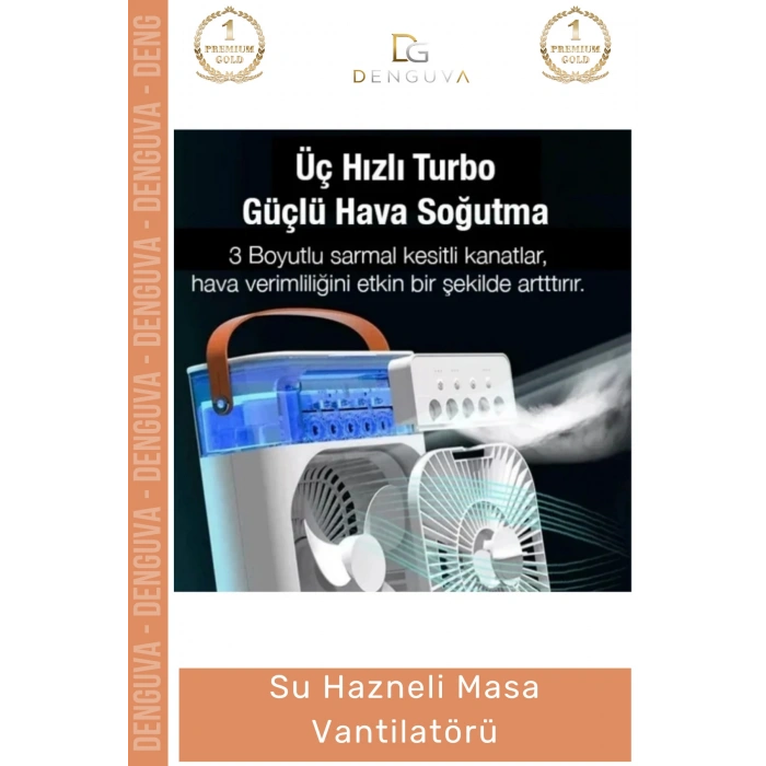 #Vantilatör Buharlı Soğutucu Hava Nemlendirici USB Taşınabilir Sessiz Ofis Su Hazneli Masa Vantilatör - 1 Adet