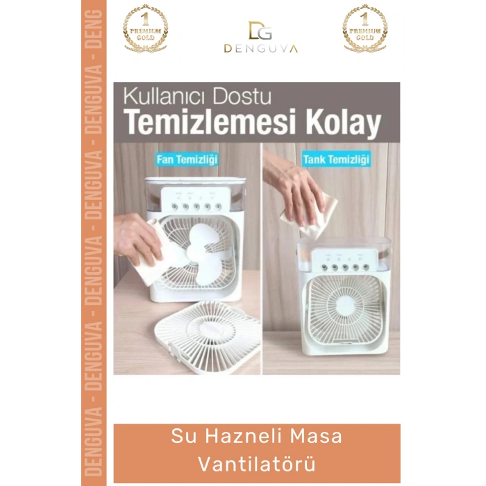 #Vantilatör Buharlı Soğutucu Hava Nemlendirici USB Taşınabilir Sessiz Ofis Su Hazneli Masa Vantilatör - 1 Adet