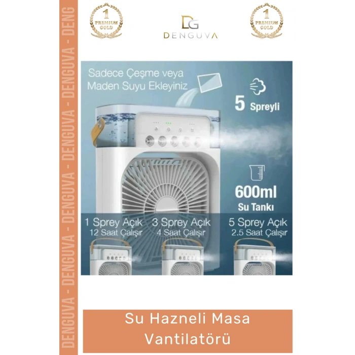 #Vantilatör Buharlı Soğutucu Hava Nemlendirici USB Taşınabilir Sessiz Ofis Su Hazneli Masa Vantilatör - 1 Adet