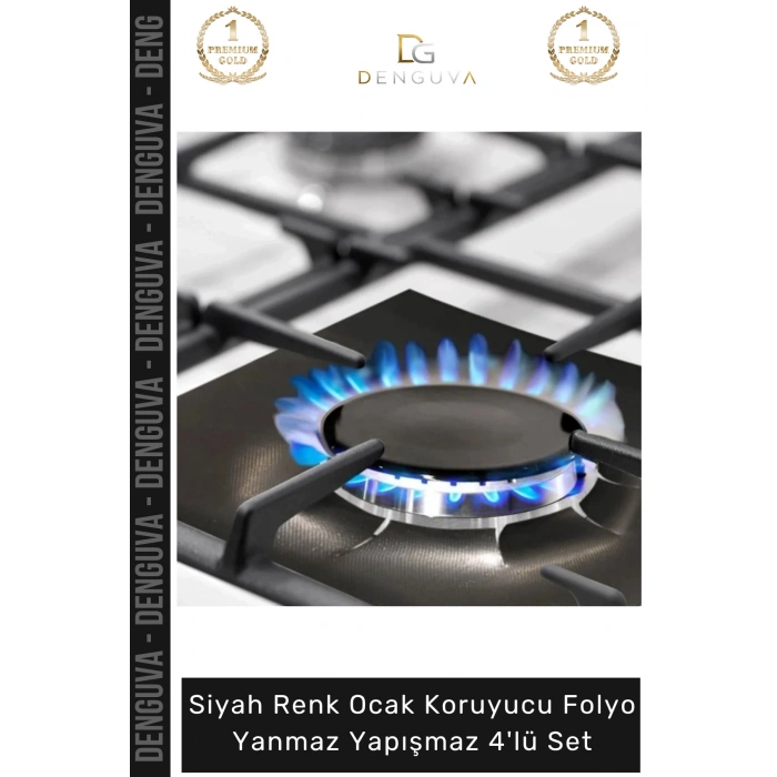 #Folyo Siyah Ocak Koruyucu Cam Elyaf Isıya Dayanıklı Kesilebilir Folyo Yanmaz Yapışmaz 4lü Set