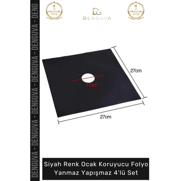 #Folyo Siyah Ocak Koruyucu Cam Elyaf Isıya Dayanıklı Kesilebilir Folyo Yanmaz Yapışmaz 4lü Set