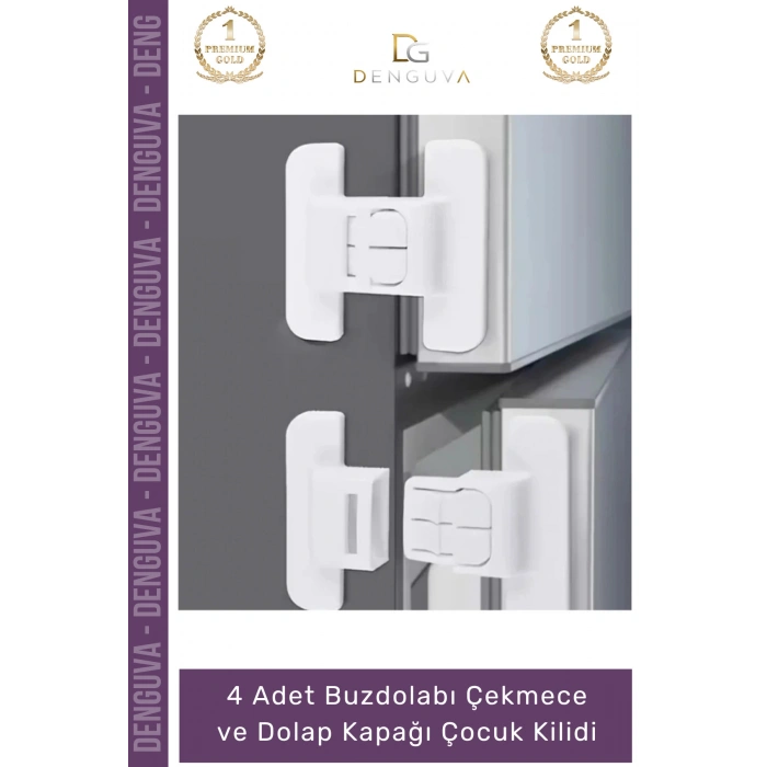 #Kilit Çift Butonlu Emniyet Bebek Güvenlik Buzdolabı Çekmece Koruyucu Dolap Kapağı Çocuk Kilidi - 4 Adet