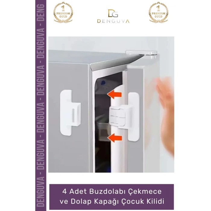 #Kilit Çift Butonlu Emniyet Bebek Güvenlik Buzdolabı Çekmece Koruyucu Dolap Kapağı Çocuk Kilidi - 4 Adet