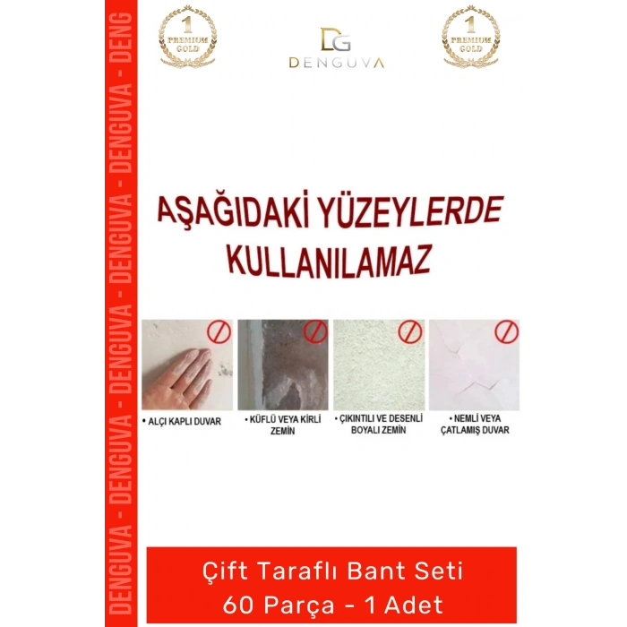#Bant Nano Şeffaf Montaj Hazır Kesim Sabitleme 60 Parça Kolay Açılır Güçlü Çift Taraflı Bant - 1 Adet
