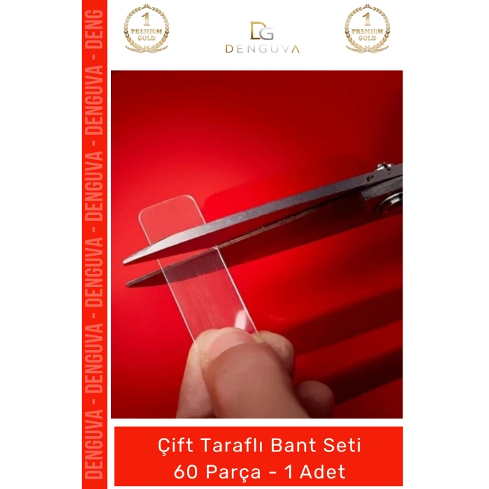 #Bant Nano Şeffaf Montaj Hazır Kesim Sabitleme 60 Parça Kolay Açılır Güçlü Çift Taraflı Bant - 1 Adet