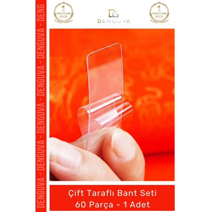 #Bant Nano Şeffaf Montaj Hazır Kesim Sabitleme 60 Parça Kolay Açılır Güçlü Çift Taraflı Bant - 1 Adet