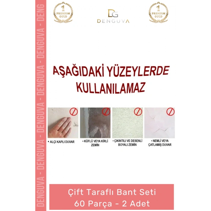 #Bant Nano Şeffaf Montaj Hazır Kesim Sabitleme 60 Parça Kolay Açılır Güçlü Çift Taraflı Bant - 2 Adet