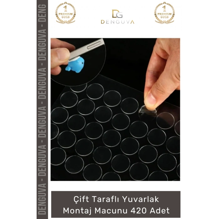 #Bant Nano Şeffaf Çift Taraflı Yapışkan Yuvarlak Akrilik Poster TakÇıkar 420 Adet Montaj Macun
