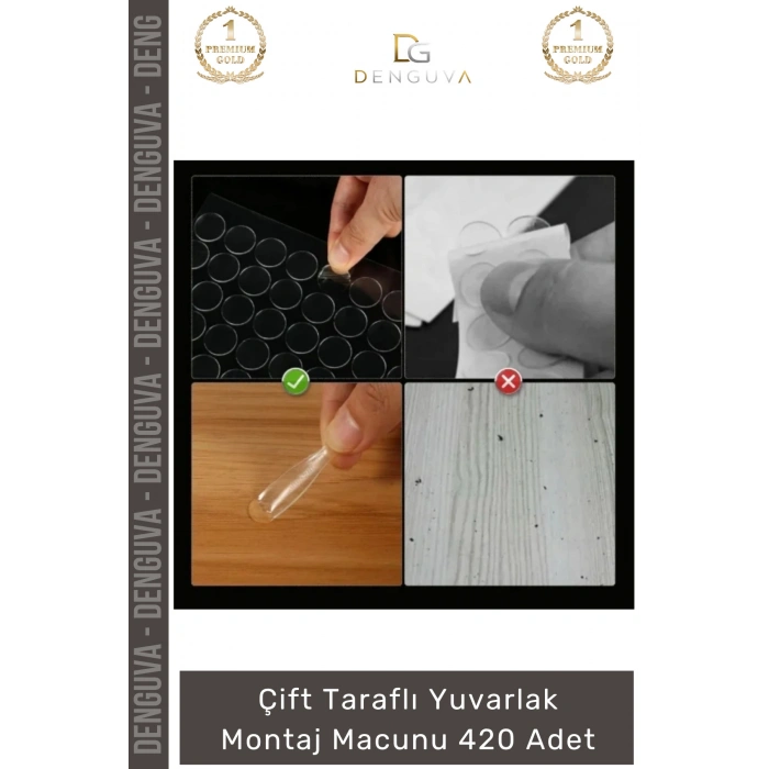 #Bant Nano Şeffaf Çift Taraflı Yapışkan Yuvarlak Akrilik Poster TakÇıkar 420 Adet Montaj Macun