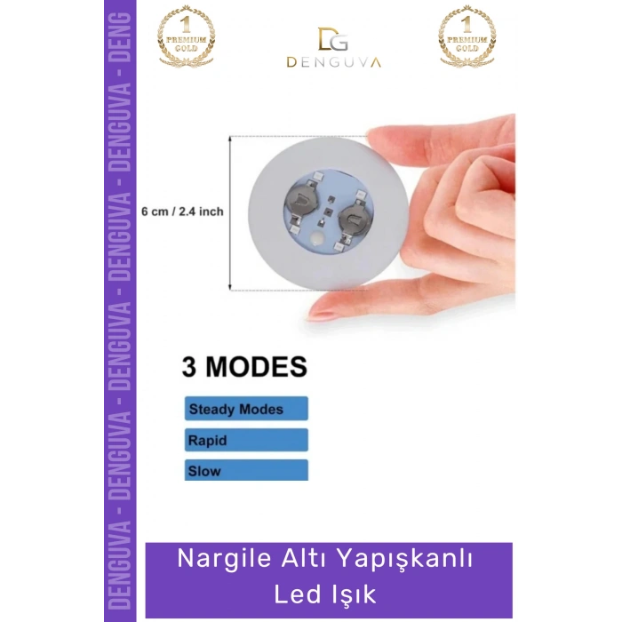 #Led 6 cm 3 Modlu Dekoratif Cam Taban Aydınlatma Ekipmanı Nargile Altı Yapışkanlı Led Işık