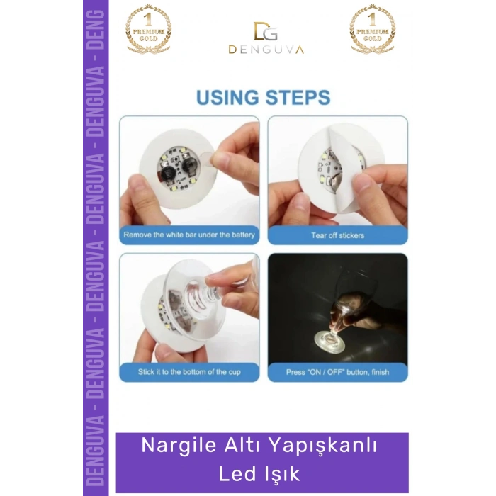 #Led 6 cm 3 Modlu Dekoratif Cam Taban Aydınlatma Ekipmanı Nargile Altı Yapışkanlı Led Işık