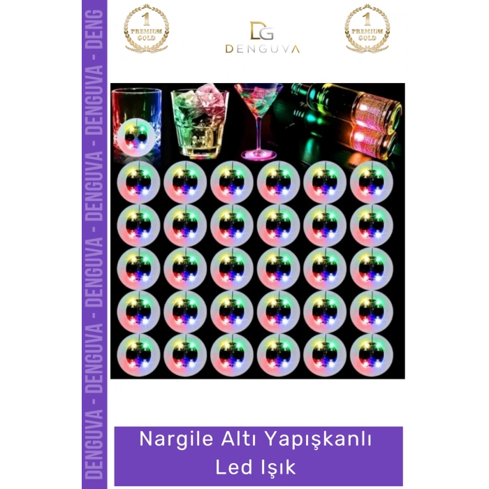 #Led 6 cm 3 Modlu Dekoratif Cam Taban Aydınlatma Ekipmanı Nargile Altı Yapışkanlı Led Işık