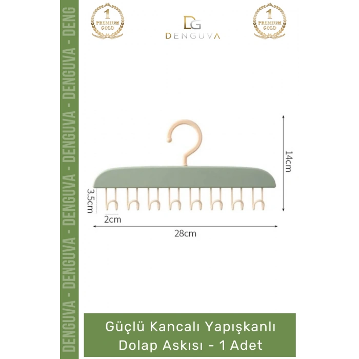 #Askı Mutfak Banyo Düzenleyici Organizer Delme Gerektirmeyen Kancalı Yapışkanlı Dolap Askısı - 1 Adet