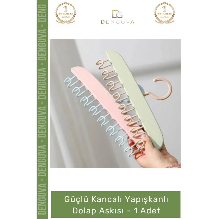 #Askı Mutfak Banyo Düzenleyici Organizer Delme Gerektirmeyen Kancalı Yapışkanlı Dolap Askısı - 1 Adet