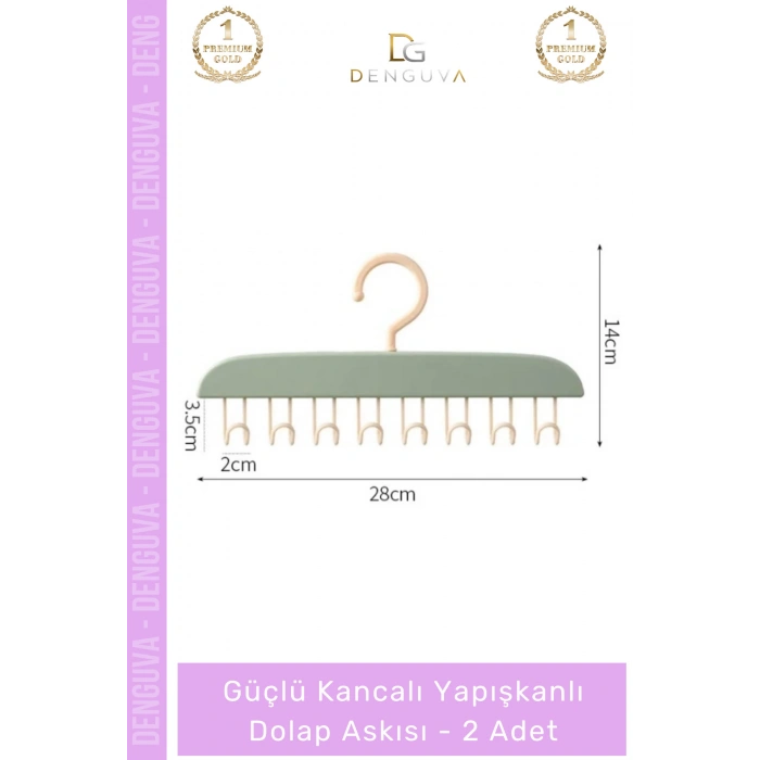 #Askı Mutfak Banyo Düzenleyici Organizer Delme Gerektirmeyen Kancalı Yapışkanlı Dolap Askısı - 2 Adet
