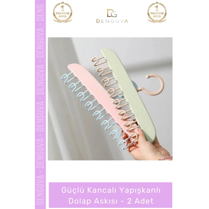#Askı Mutfak Banyo Düzenleyici Organizer Delme Gerektirmeyen Kancalı Yapışkanlı Dolap Askısı - 2 Adet