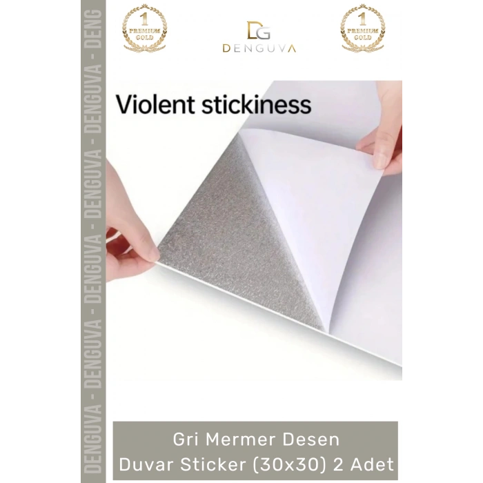 #Sticker Mutfak Banyo Tezgah Duvar Sticker Isıya Dayanıklı Yapışkanlı Gri Mermer Desen 30x30cm - 2 Adet