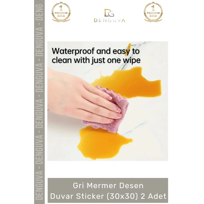 #Sticker Mutfak Banyo Tezgah Duvar Sticker Isıya Dayanıklı Yapışkanlı Gri Mermer Desen 30x30cm - 2 Adet