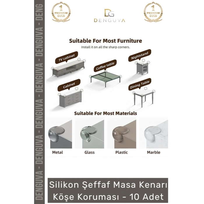 #KöşeKoruma Bebek Çocuk Güvenlik Şeffaf Silikon Mobilya Koruyucu Masa Kenarı Köşe Koruması - 10 Adet