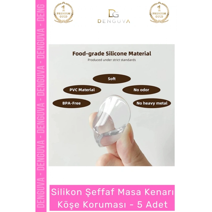 #KöşeKoruma Bebek Çocuk Güvenlik Şeffaf Silikon Mobilya Koruyucu Masa Kenarı Köşe Koruması - 5 Adet