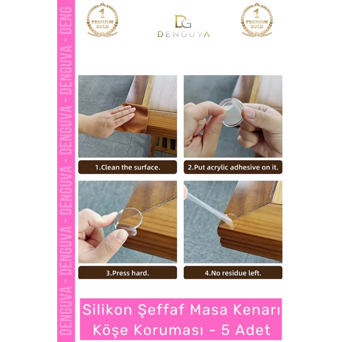 #KöşeKoruma Bebek Çocuk Güvenlik Şeffaf Silikon Mobilya Koruyucu Masa Kenarı Köşe Koruması - 5 Adet