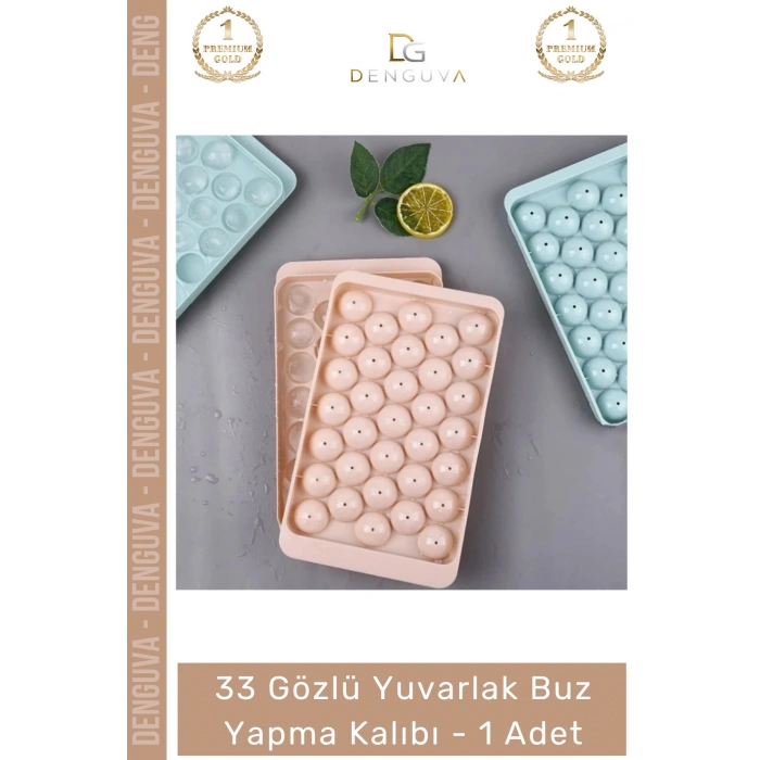 #BuzKalıbı Modern Estetik Mutfak Kapaklı Pratik Buz Küresi Aparatı Yuvarlak Buz Yapma Kalıbı 33 Gözlü - 1 Adet