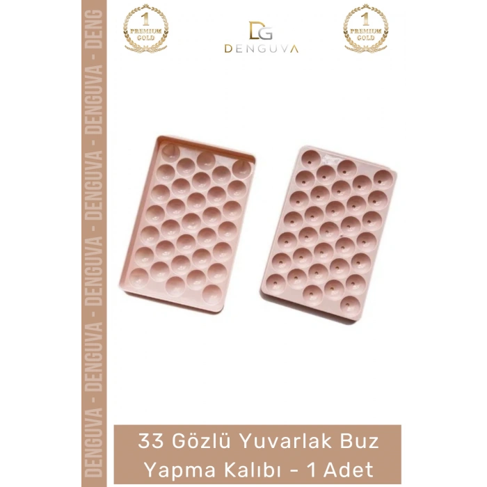 #BuzKalıbı Modern Estetik Mutfak Kapaklı Pratik Buz Küresi Aparatı Yuvarlak Buz Yapma Kalıbı 33 Gözlü - 1 Adet
