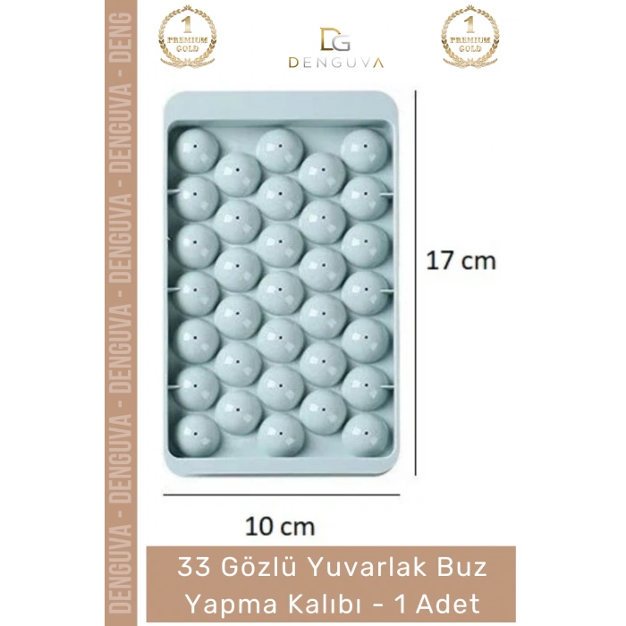 #BuzKalıbı Modern Estetik Mutfak Kapaklı Pratik Buz Küresi Aparatı Yuvarlak Buz Yapma Kalıbı 33 Gözlü - 1 Adet