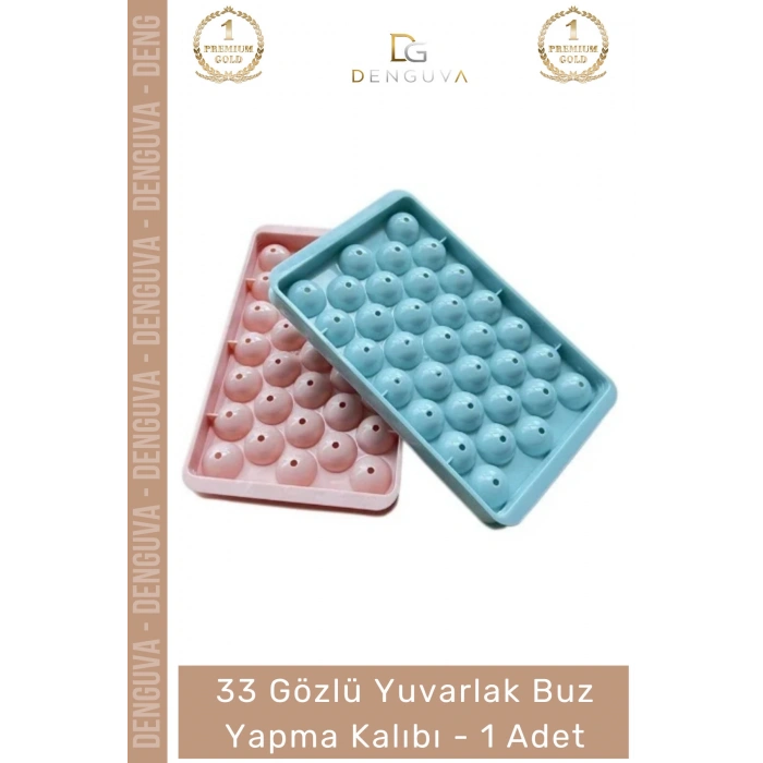 #BuzKalıbı Modern Estetik Mutfak Kapaklı Pratik Buz Küresi Aparatı Yuvarlak Buz Yapma Kalıbı 33 Gözlü - 1 Adet