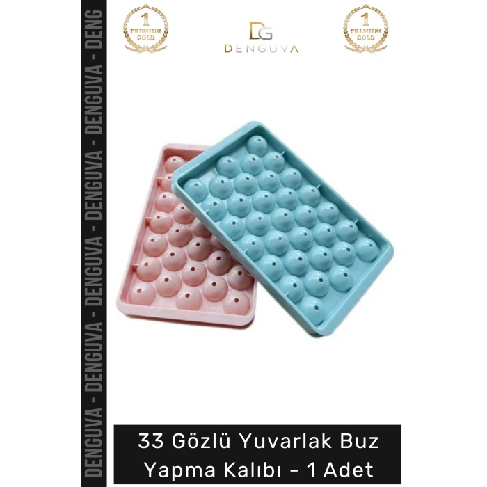 #BuzKalıbı Modern Estetik Mutfak Kapaklı Pratik Buz Küresi Aparatı Yuvarlak Buz Yapma Kalıbı 33 Gözlü - 2 Adet