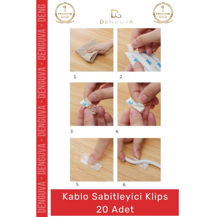 #Klips Yapışkanlı Masaüstü Ofis Düzenleyici Pratik Güçlü Kablo Sabitleyici Klips Seti - 20 Adet