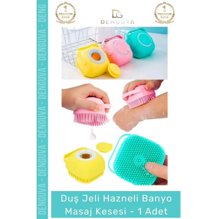 #Kese Silikon Peeling Etkili Ergonomik Hijyenik Yumuşak Dokulu Duş Jeli Hazneli Banyo Masaj Kesesi - 1 Adet