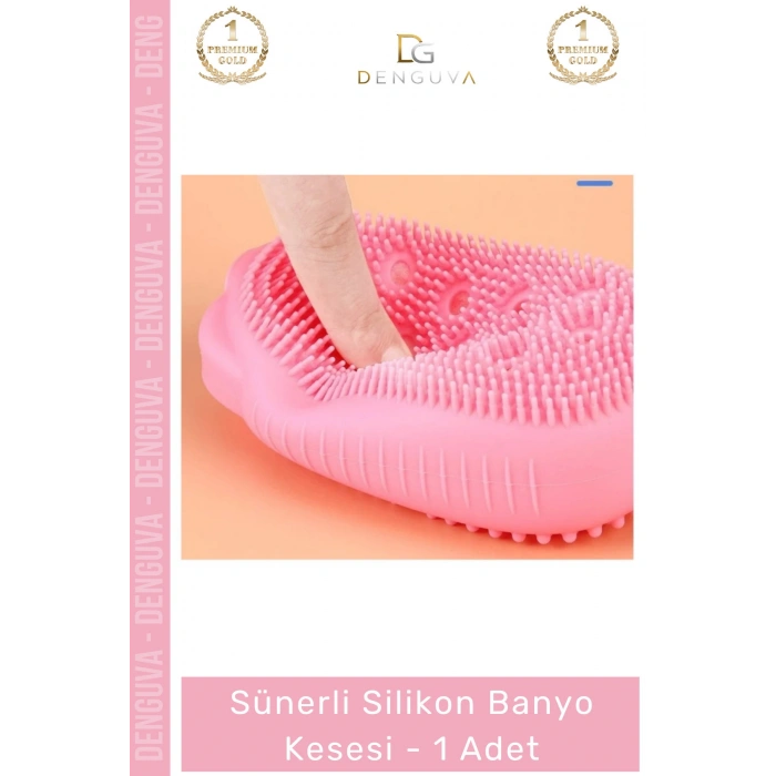#Kese Süngerli Peeling Etkili Çift Taraflı Masaj Yapan Yumuşak Hijyenik Silikon Banyo Kesesi - 1 Adet
