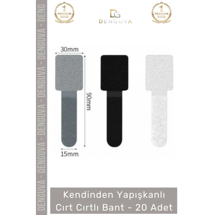 #CırtBant 20 Adet Kablo Düzenleyici Renkli Güçlü Yapışkanlı Kendinden Yapışkanlı Cırt Cırtlı Bant