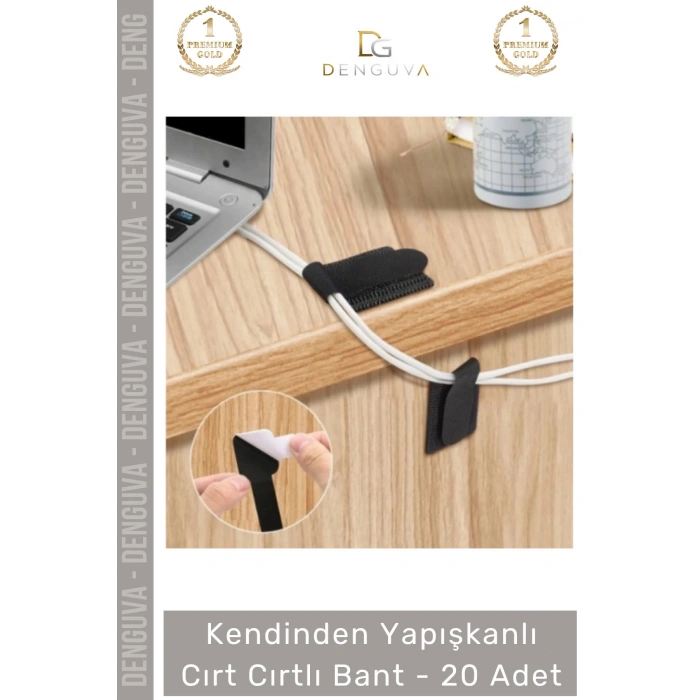 #CırtBant 20 Adet Kablo Düzenleyici Renkli Güçlü Yapışkanlı Kendinden Yapışkanlı Cırt Cırtlı Bant