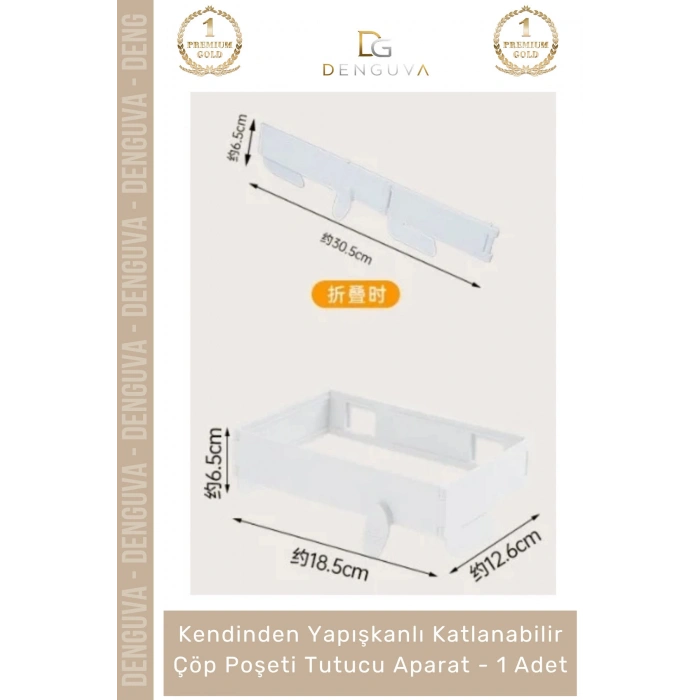 #ÇöpAparatı Katlanabilir Mutfak Dolap İçi Yapışkanlı Pratik Hijyenik Modern Çöp Poşeti Tutucu Aparatı - 1 Adet